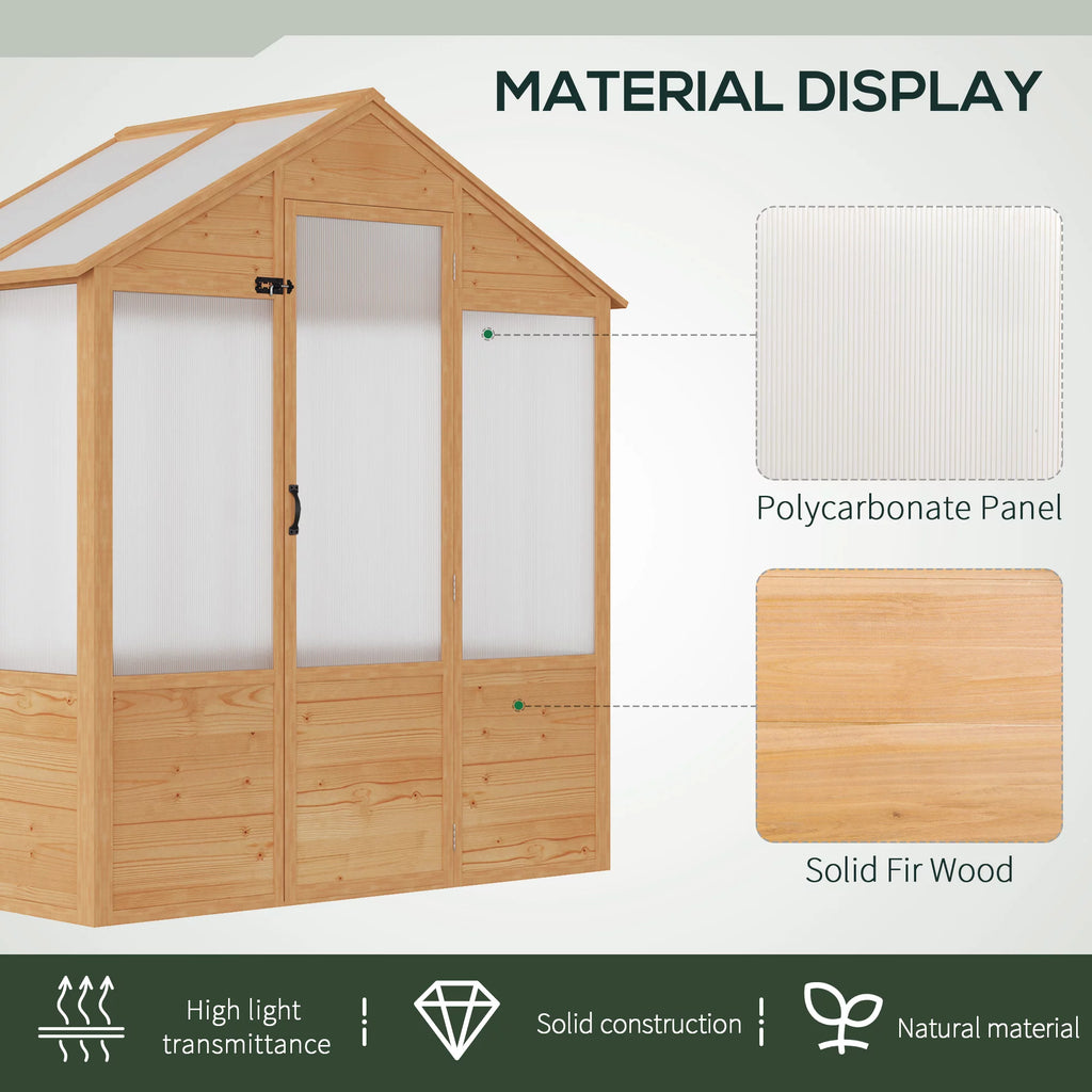 Natural Polycarbonate Wooden Greenhouse X26170