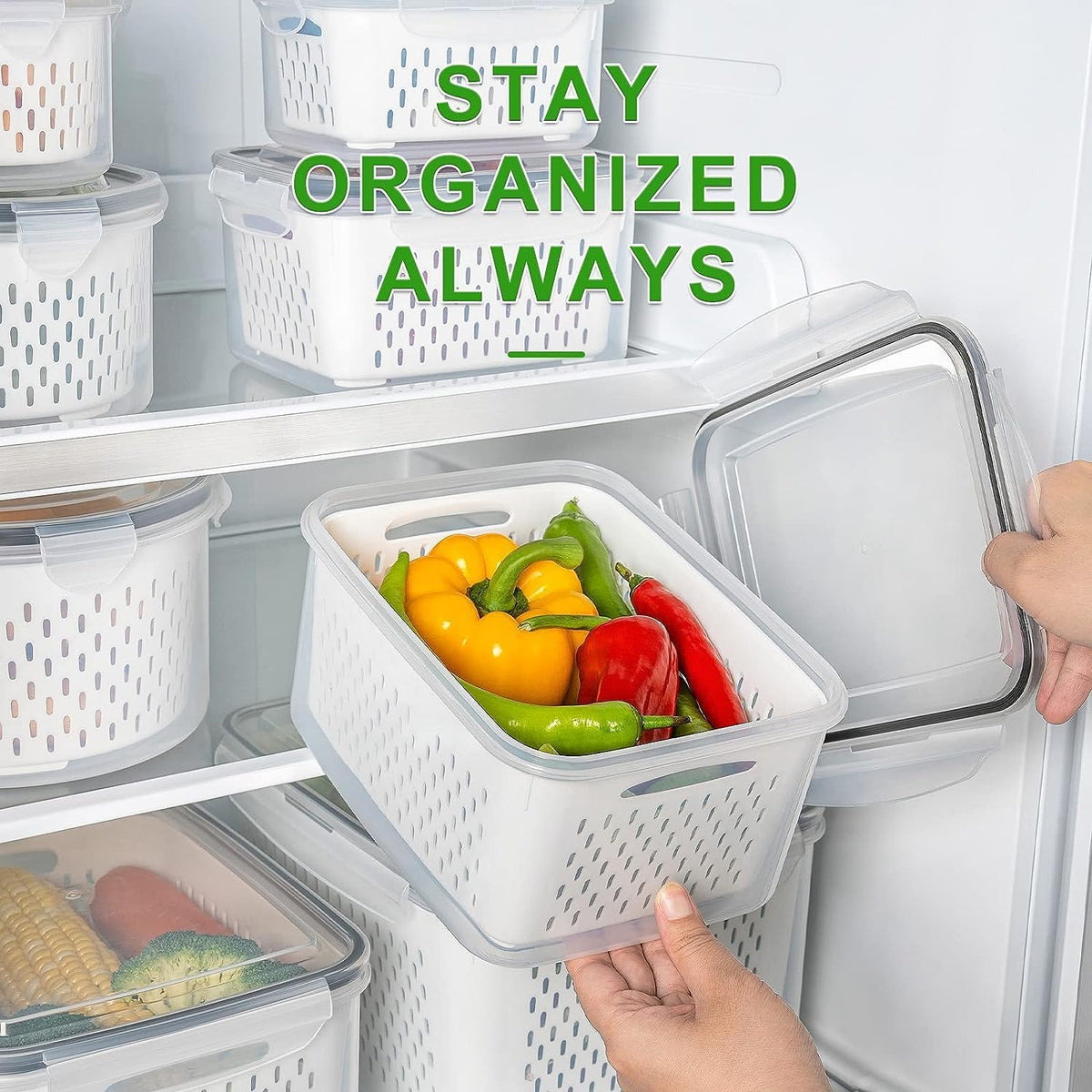 6 PCS Large Leakproof Food Storage Containers with Removable Colander W24418