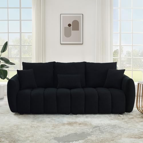 81" Beige Teddy Boucle 3-Seater Sofa W86329