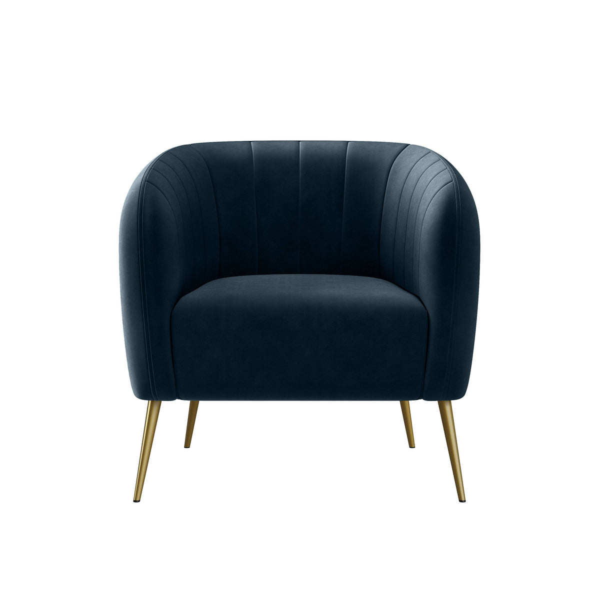 Turquoise Blue Velvet Channel-Tufted Barrel Chair L926