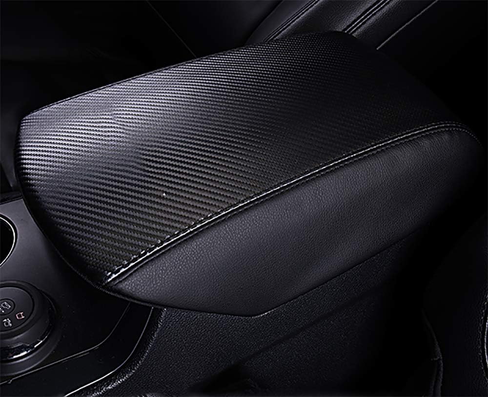 Black Leather Center Console Armrest Cover Q8542