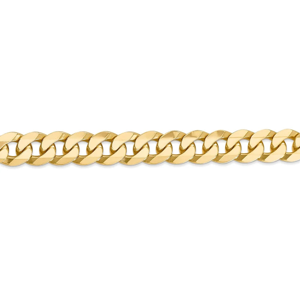 14kt Yellow Gold 9.5mm Flat Beveled Curb Chain, 9 inch, Lobster Clasp Y73326