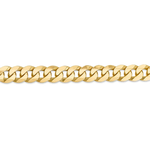 14kt Yellow Gold 9.5mm Flat Beveled Curb Chain, 9 inch, Lobster Clasp Y73326