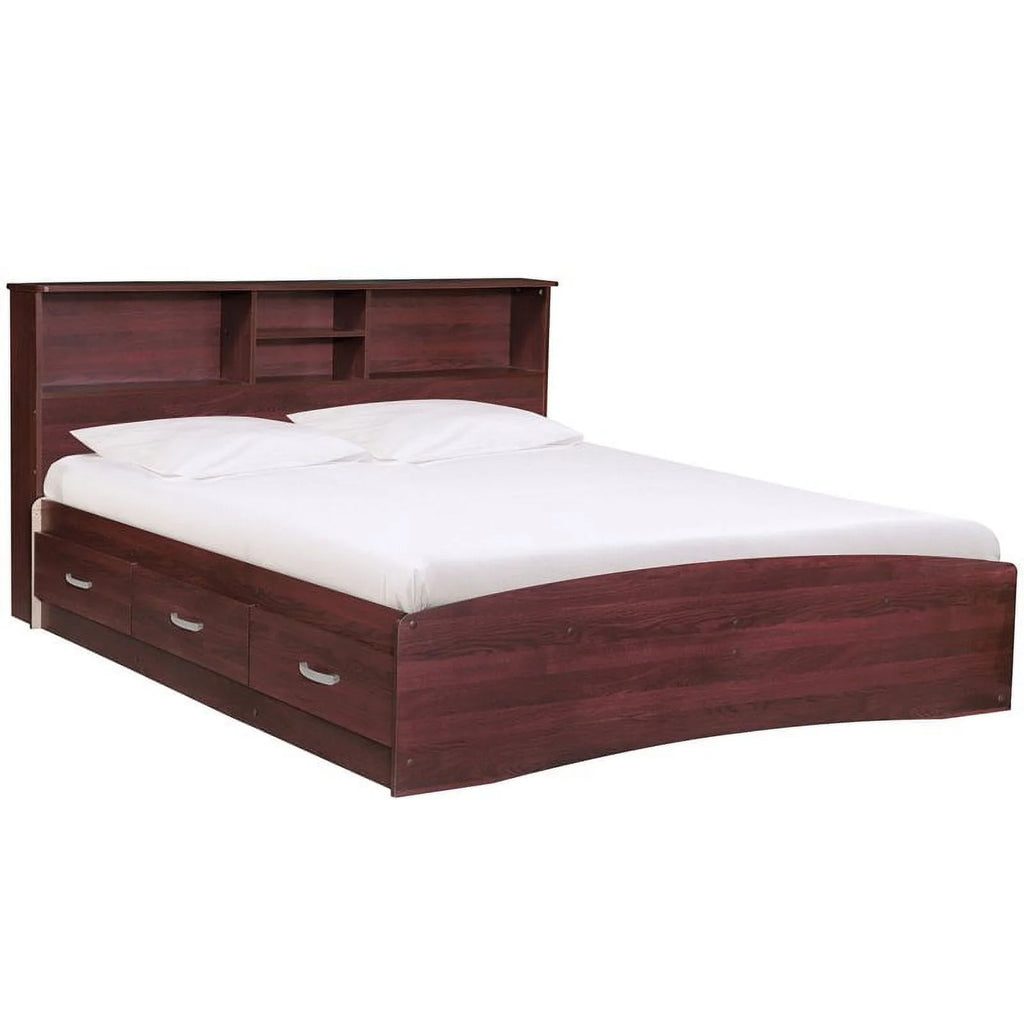 Queen Bed and Armoire Wardrobe Cabinet Set A681