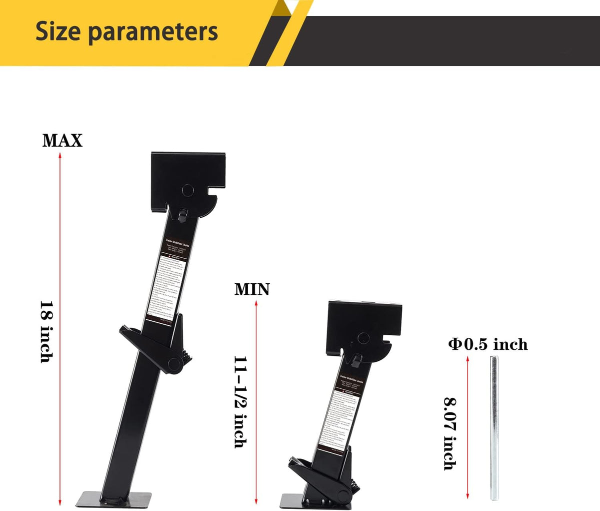Pair of Trailer Stabilizer Jacks Telescoping RV Camper Accessories 450kg (1000 Lbs) Capacity Each Pack of 2 P8251