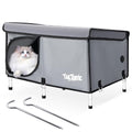 Outdoor Cat House Elevated Insulated Waterproof Cat Bed Grey Large Q896883