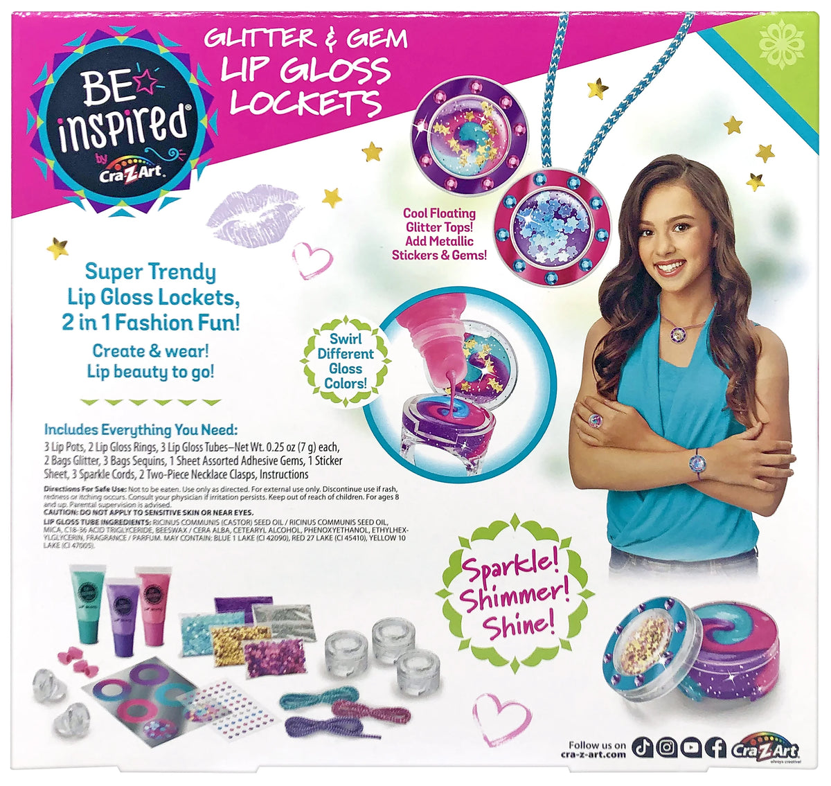 Glitter & Gem Lip Gloss Lockets Multicolor Craft Kit R264