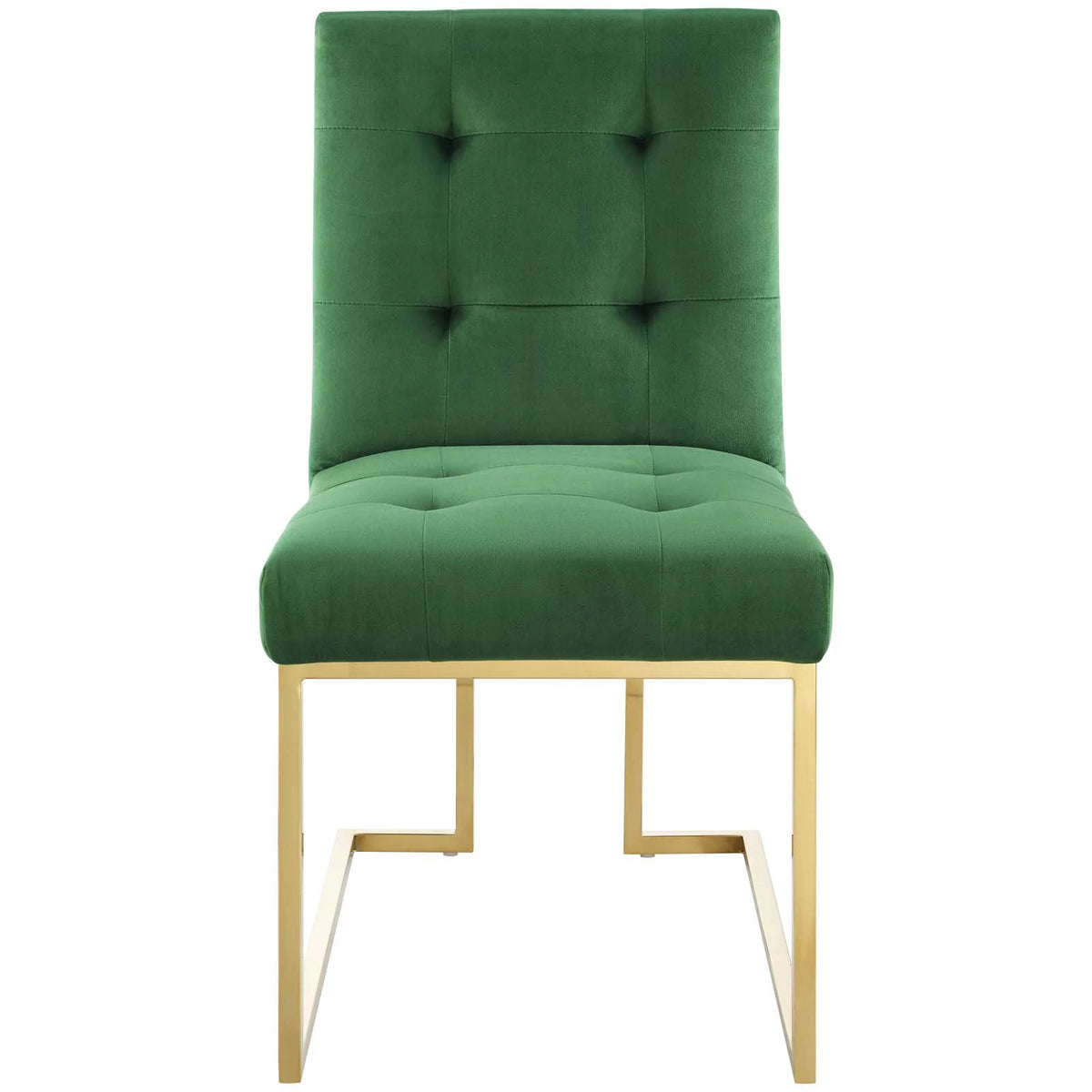 Velvet Fabric Metal Steel Gold Green Side Chair Y4087
