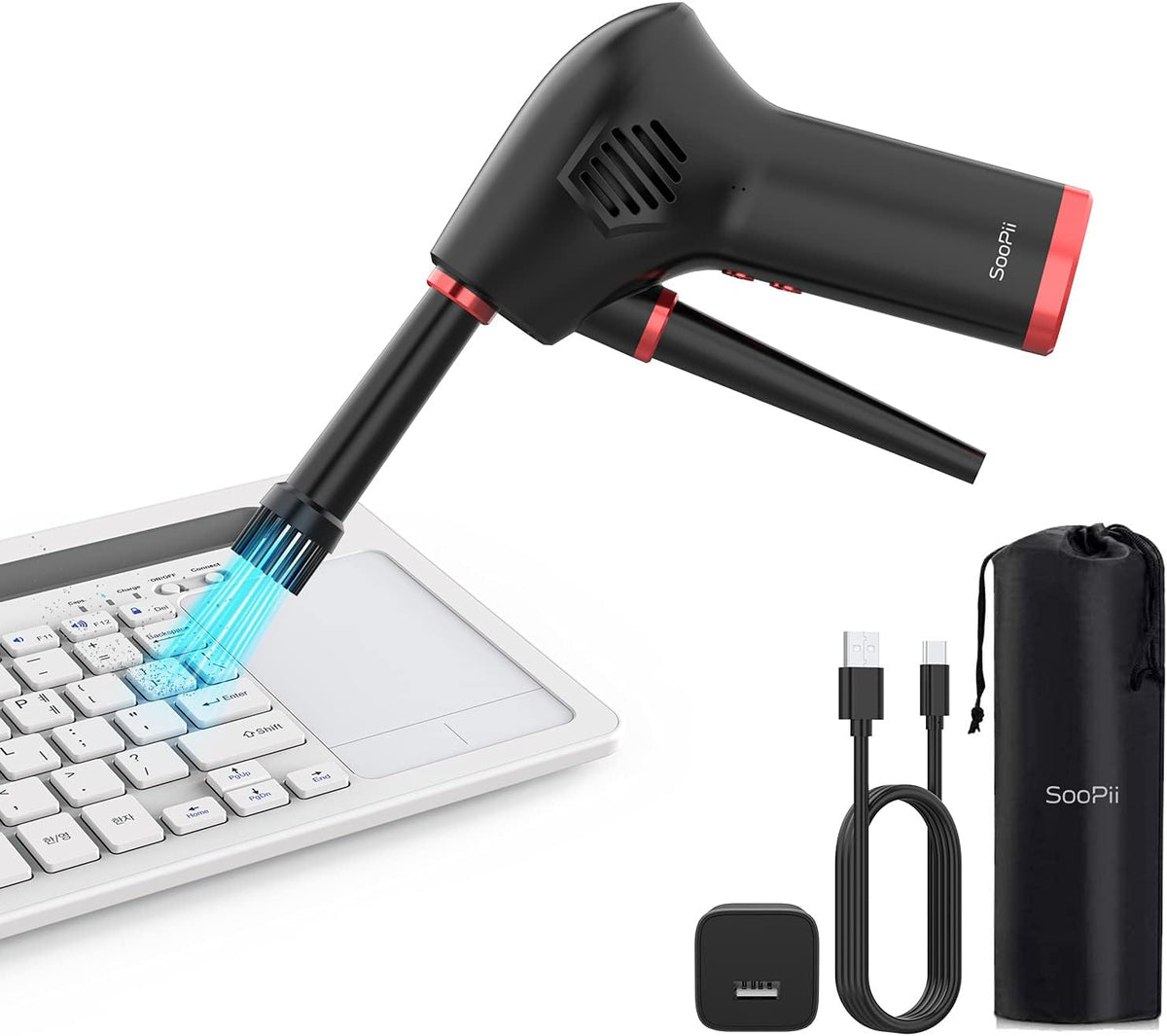 Cordless Air Duster Compressed Air Blower with Rechargeable 6000mAh Battery 40000 RPM Electric Dust Cleaner F3782