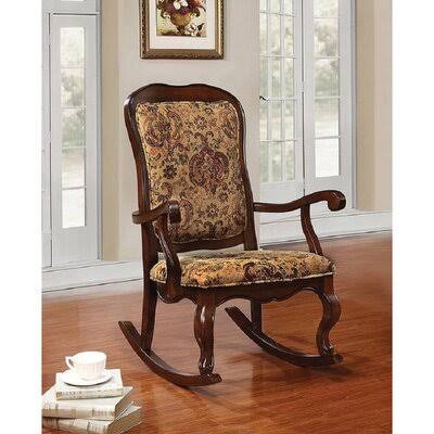 Rocking Chair in Fabric and Cherry Canora Grey H436317