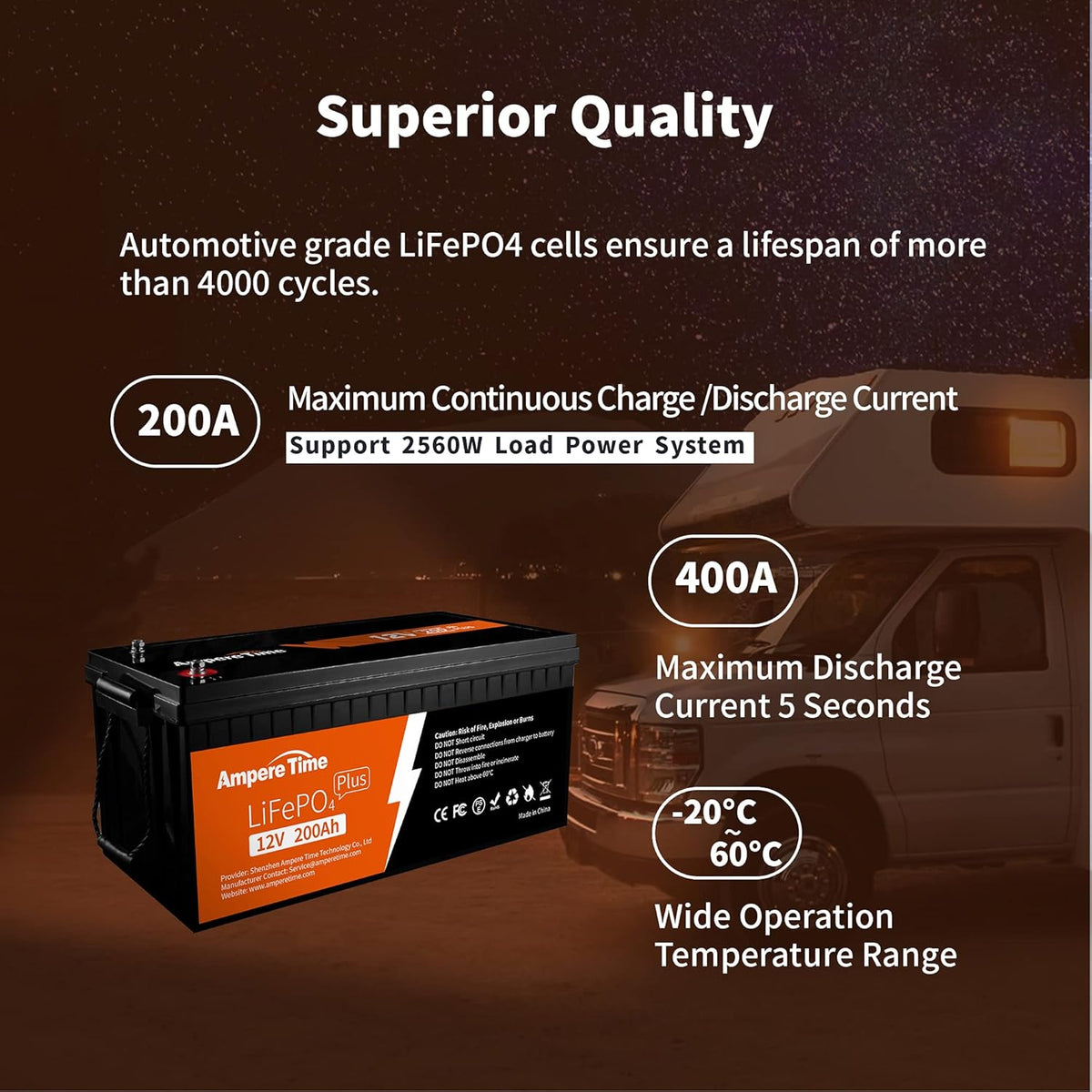 12V 200Ah Lithium LiFePO4 Battery with 200A BMS S922187
