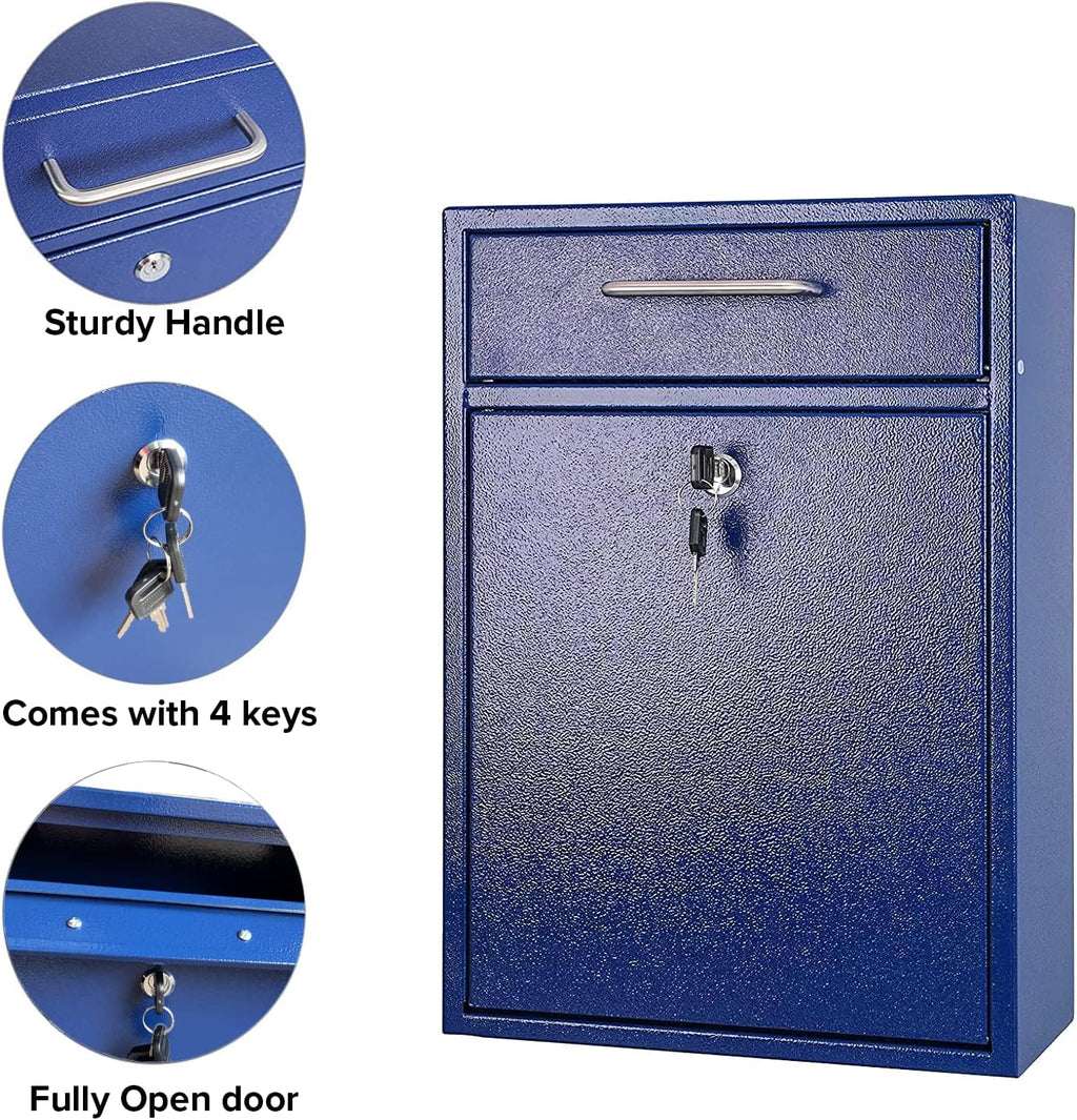 Wall Mounted Locking Vertical Dropbox Mailbox, Galvanized Steel G97130