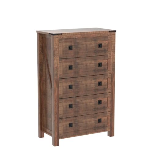 White 5 Drawer Wood Dresser B2027