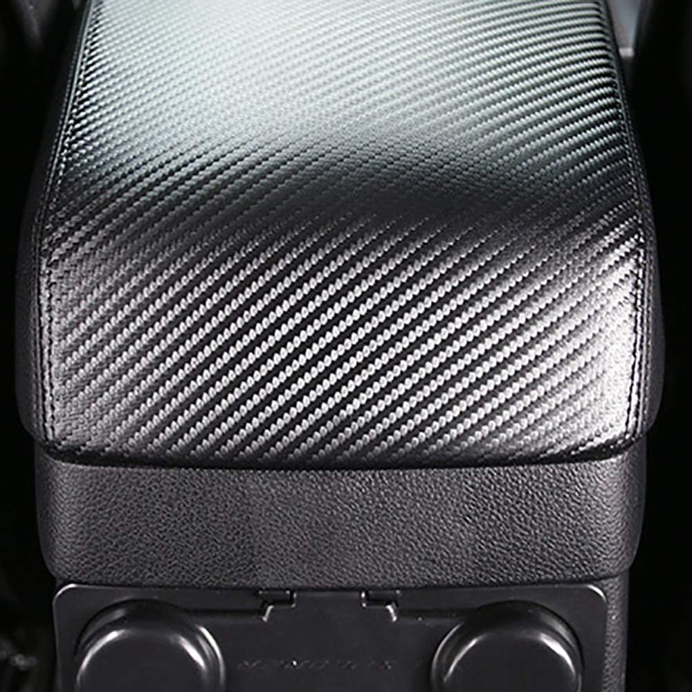 Black Leather Center Console Armrest Cover Q8542