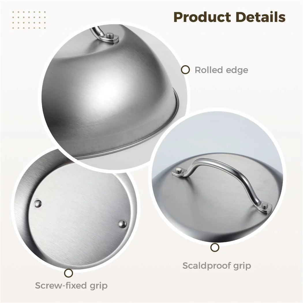 2PCS Stainless Steel Round Basting Cover with Handle N8769