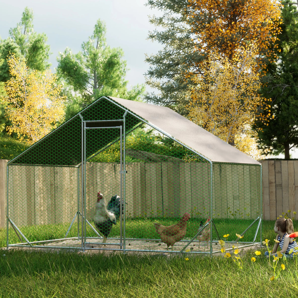 Large Metal Chicken Coop with Waterproof Cover I353328