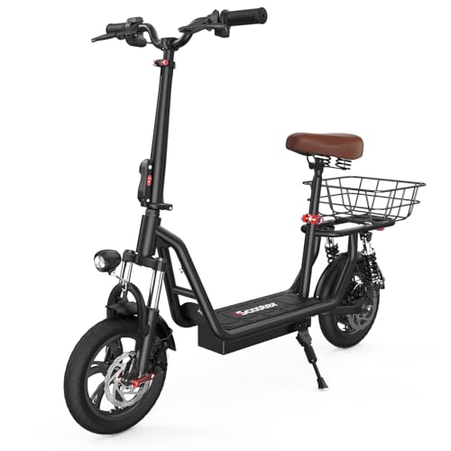 Electric Scooter with Seat, 37 Miles Long Range, 28 MPH Top Speed, 14" Pneumatic Tire A588