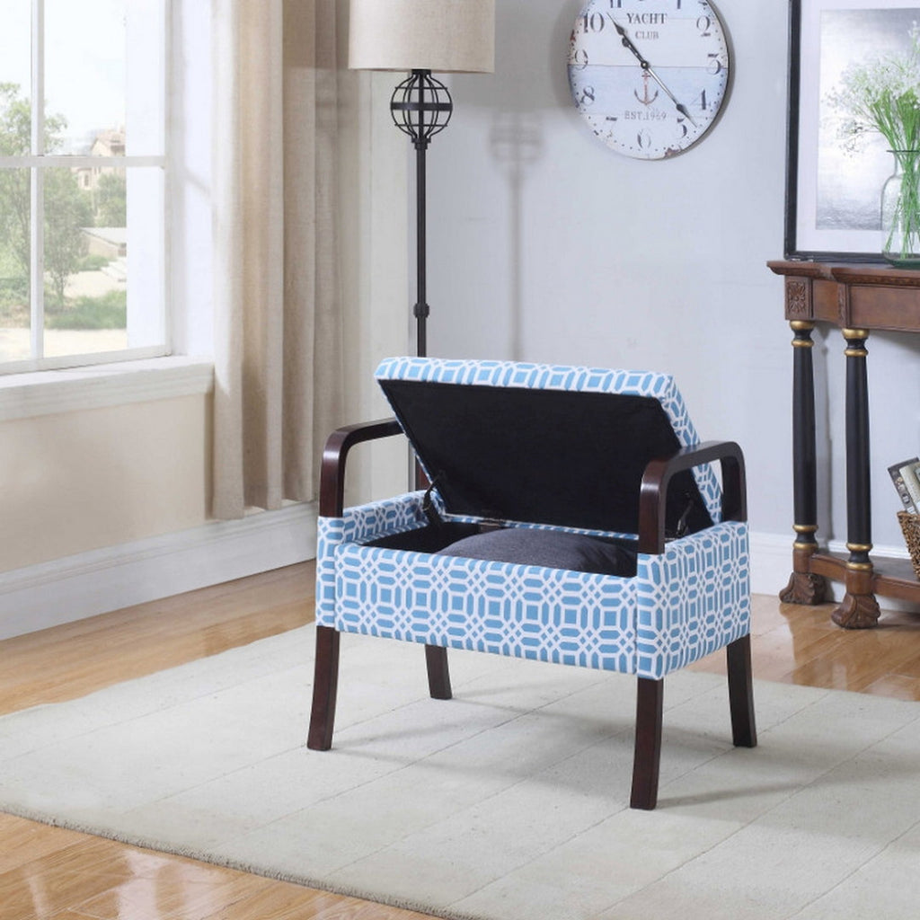 Monochrome Print Wooden Vanity Storage Seat R8182