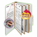 Legal Eight-Section Gray/Green Pressboard Classification Folders 10/Box R639