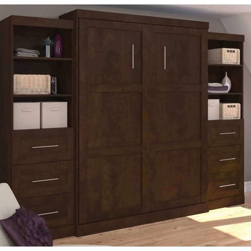 Queen Wall Bed with Storage and 3 Drawer Set O863252