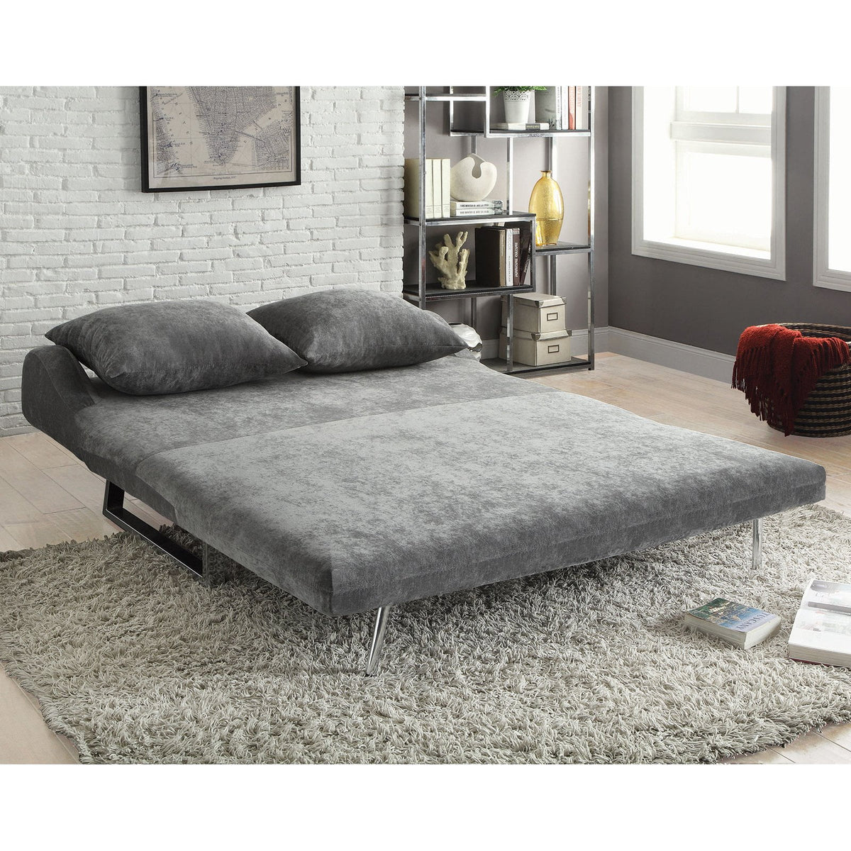 Grey Upholstered Sofa Bed V2064