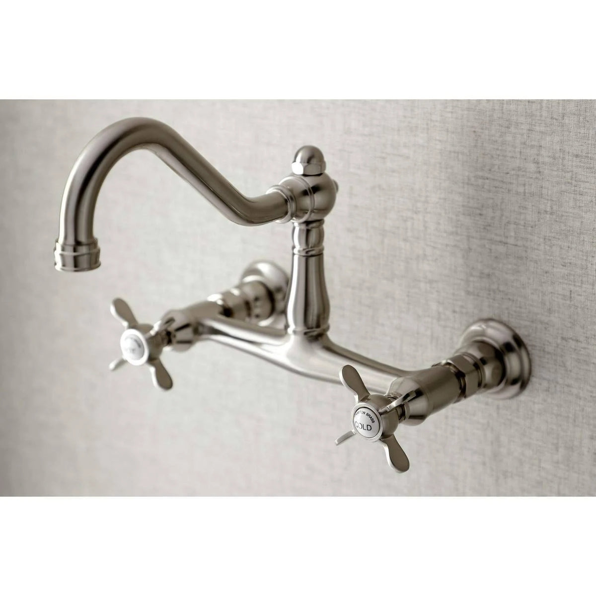 8x22 Center Wall Mount Bathroom Faucet, Brushed Nickel X242847