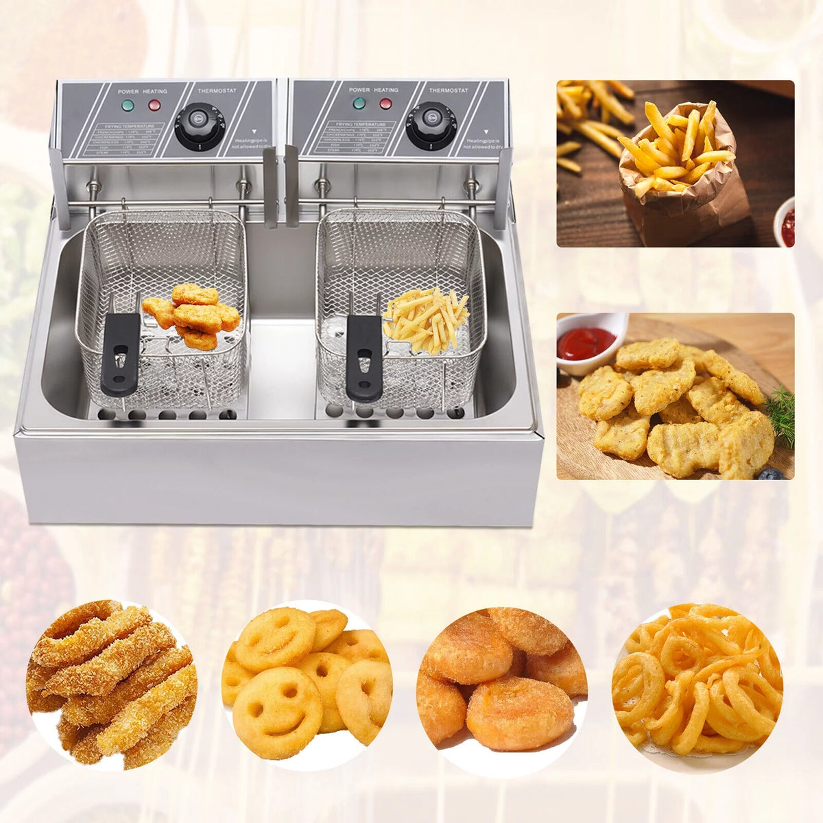12L Stainless Steel Electric Deep Fryer 5000W Y59416