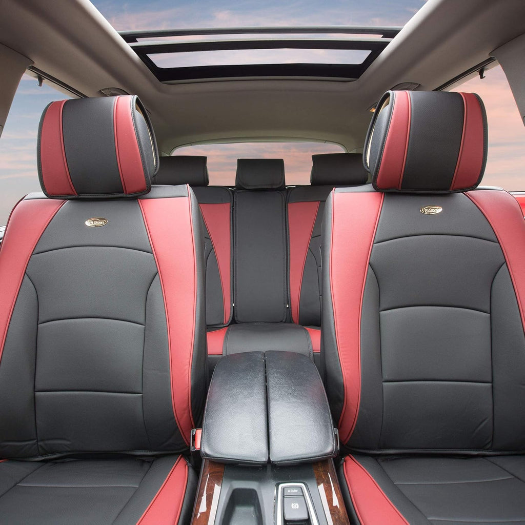 Faux Leather Full Set Car Seat Covers Blue/Black N3685