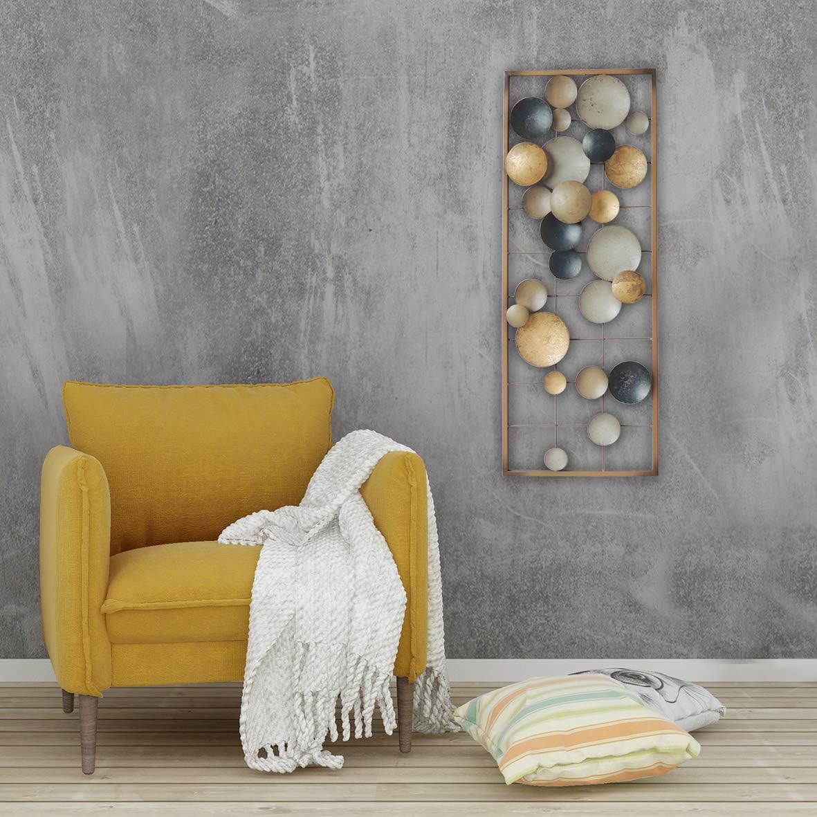 Wall Decor with Frame (Circles Earth Colors) Pack of 2 V785