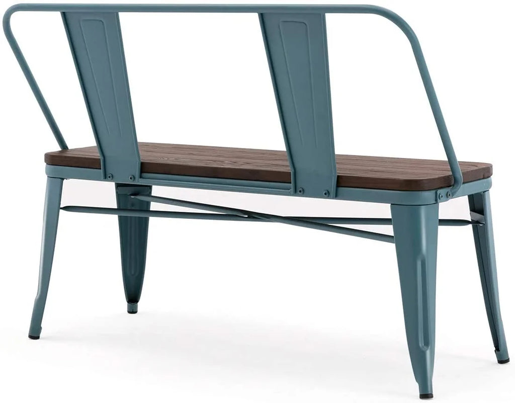 Metal Bench with Wood Seat F4968