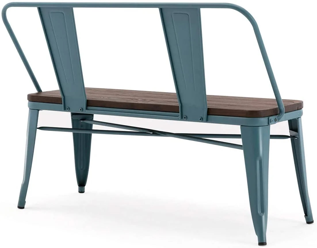 Metal Bench with Wood Seat F4968