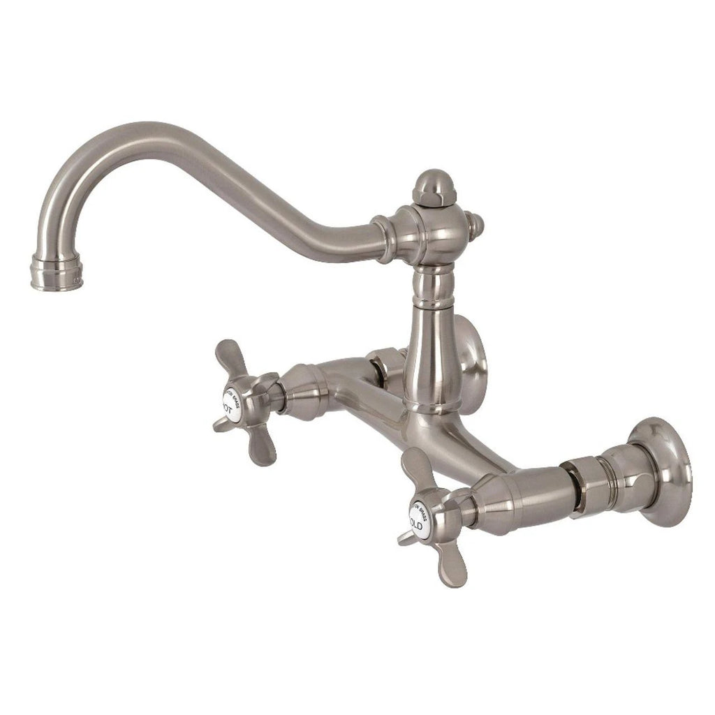 8x22 Center Wall Mount Bathroom Faucet, Brushed Nickel X242847
