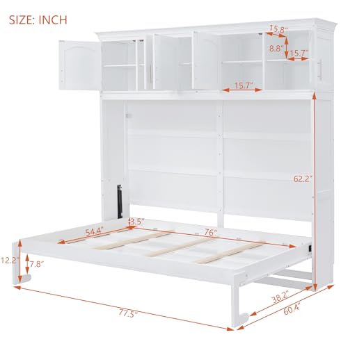 Full Size Murphy Bed with Drawer, Gray W573