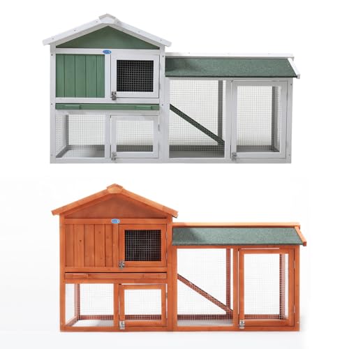 Orange Wooden Rabbit Hutch with Removable Tray & Ramp T58928