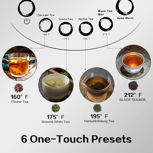 1.7L Borosilicate Glass Electric Kettle with Temperature Control E57007