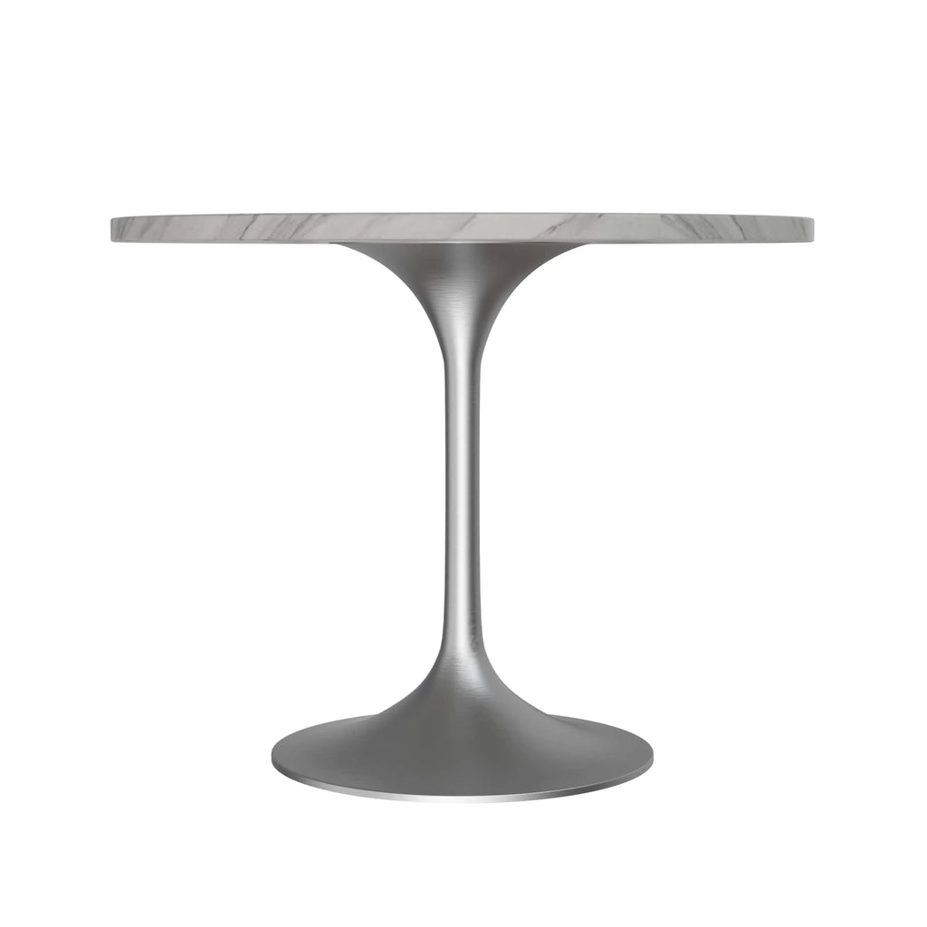 36" Round Sintered Stone Dining Table with Stainless Steel Pedestal Base E835169