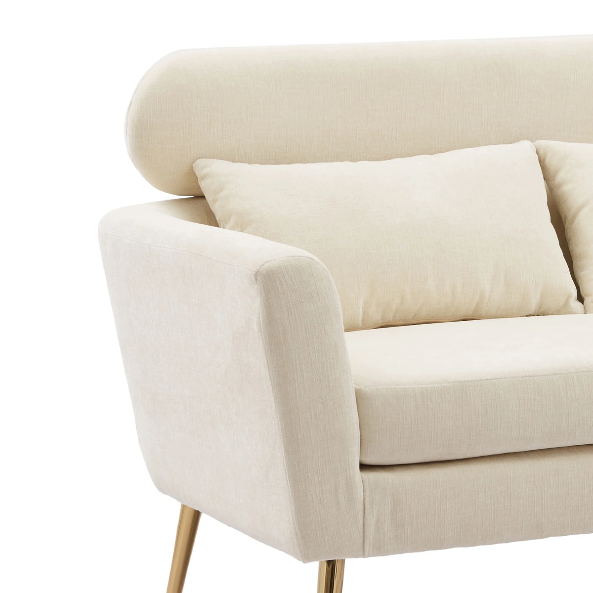 Mid Century Modern Chenille Two-Seater Sofa with 2 Throw Pillows S760350