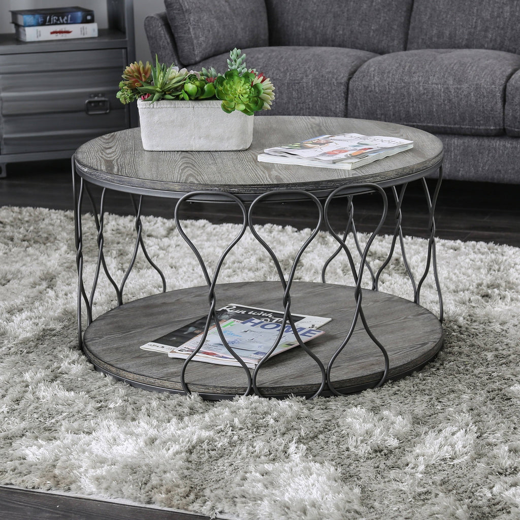 Rustic Grey Metal Round Coffee Table R8278