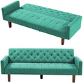 Linen Upholstered Futon Sofa Bed 74" Tufted 3 Seater (Grey) S60989