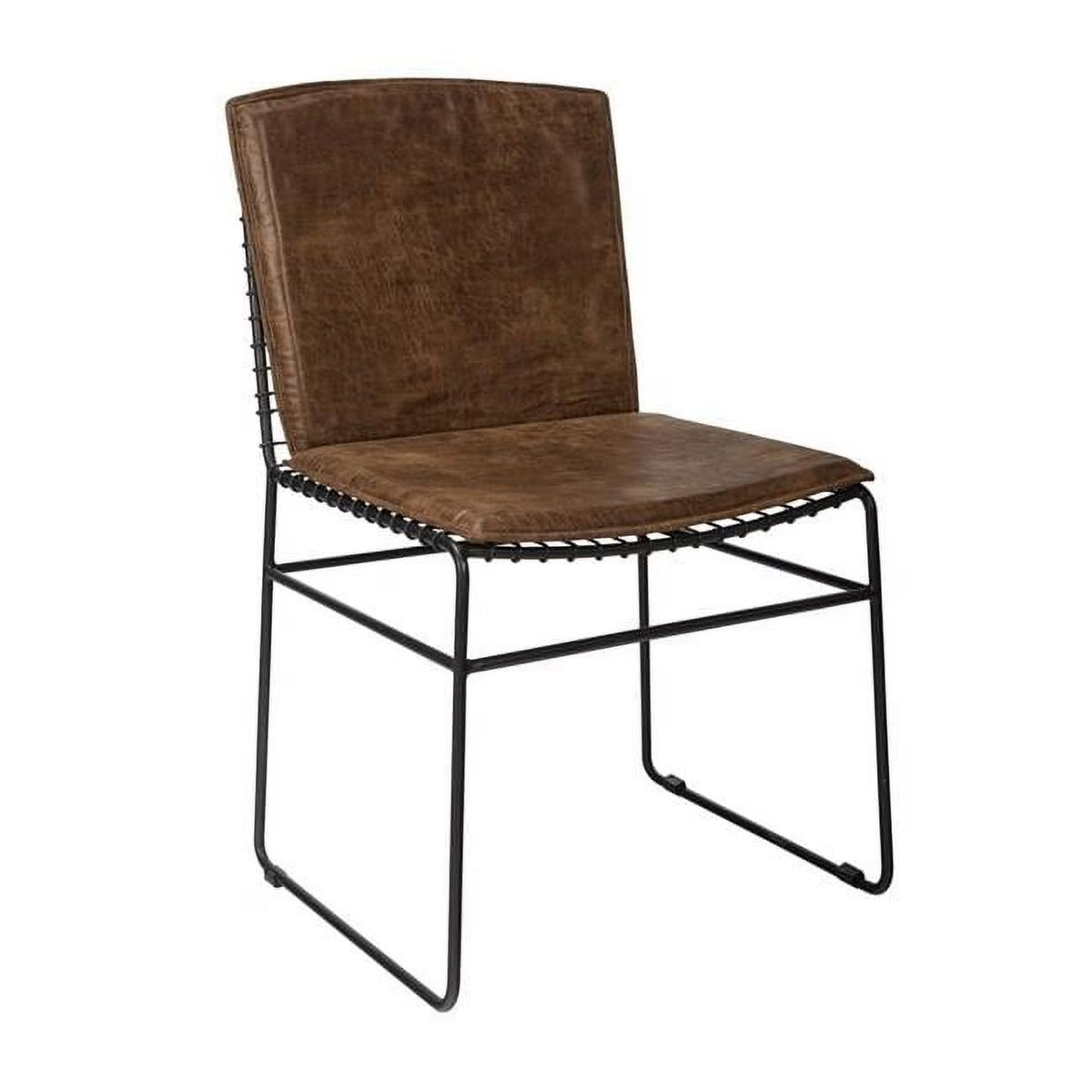 Brown & Black Leatherette Metal Side Chairs, Set of 2 K370156