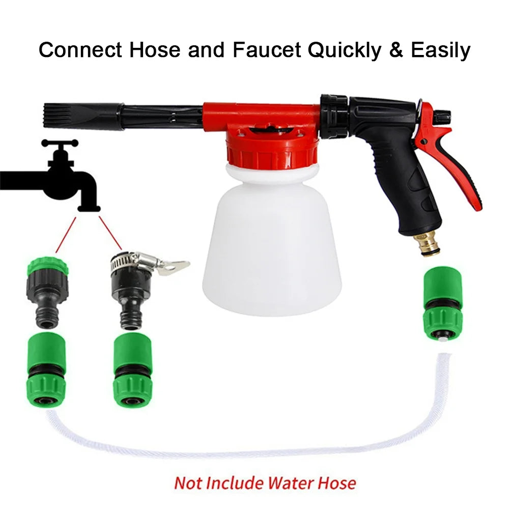 Foam Sprayer Nozzle Kit with 1 Liter Bottle Universal Connectors I530