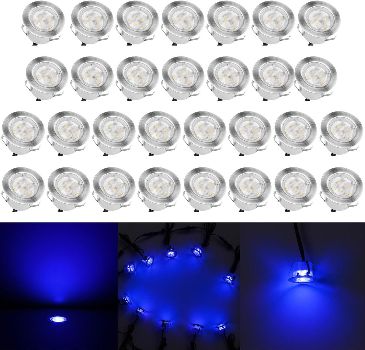 Low Voltage Stainless Steel 1W Deck Lights (20pcs, Cool White) E772862