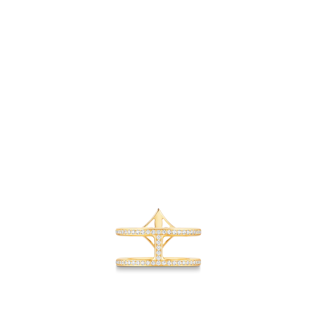 Gold and Diamond Double Row Ring I87065
