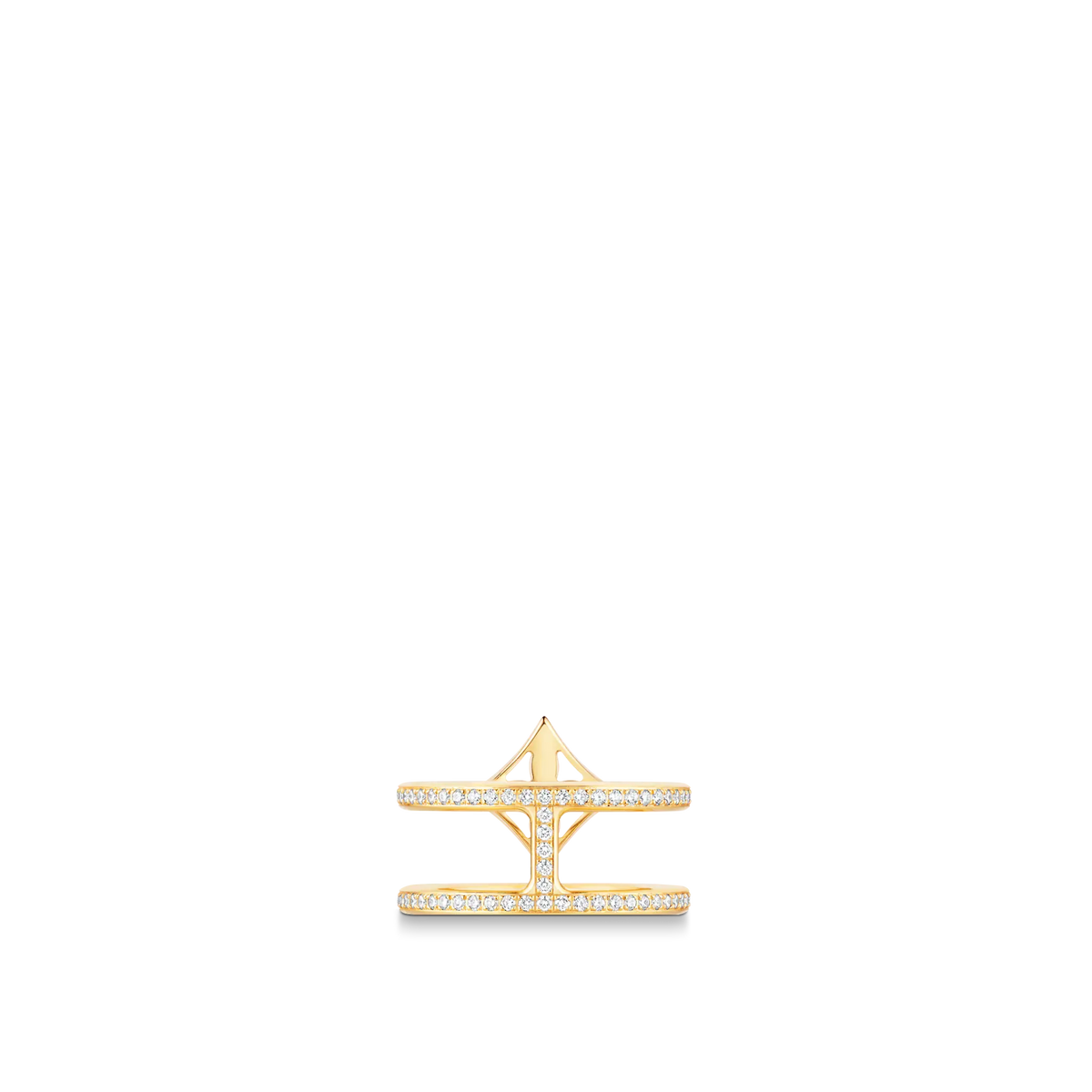 Gold and Diamond Double Row Ring I87065