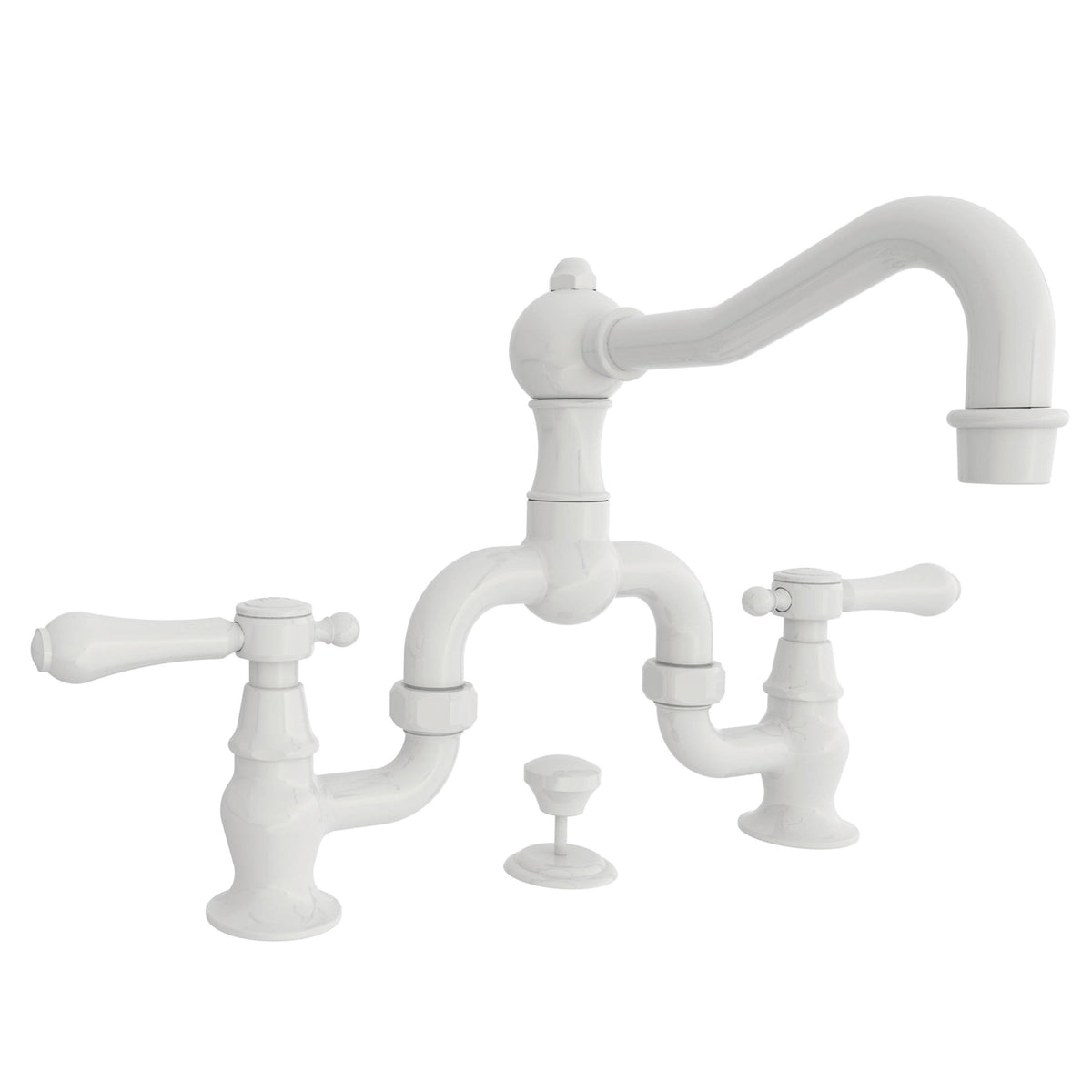 White Chesterfield Bridge Bathroom Faucet D755859