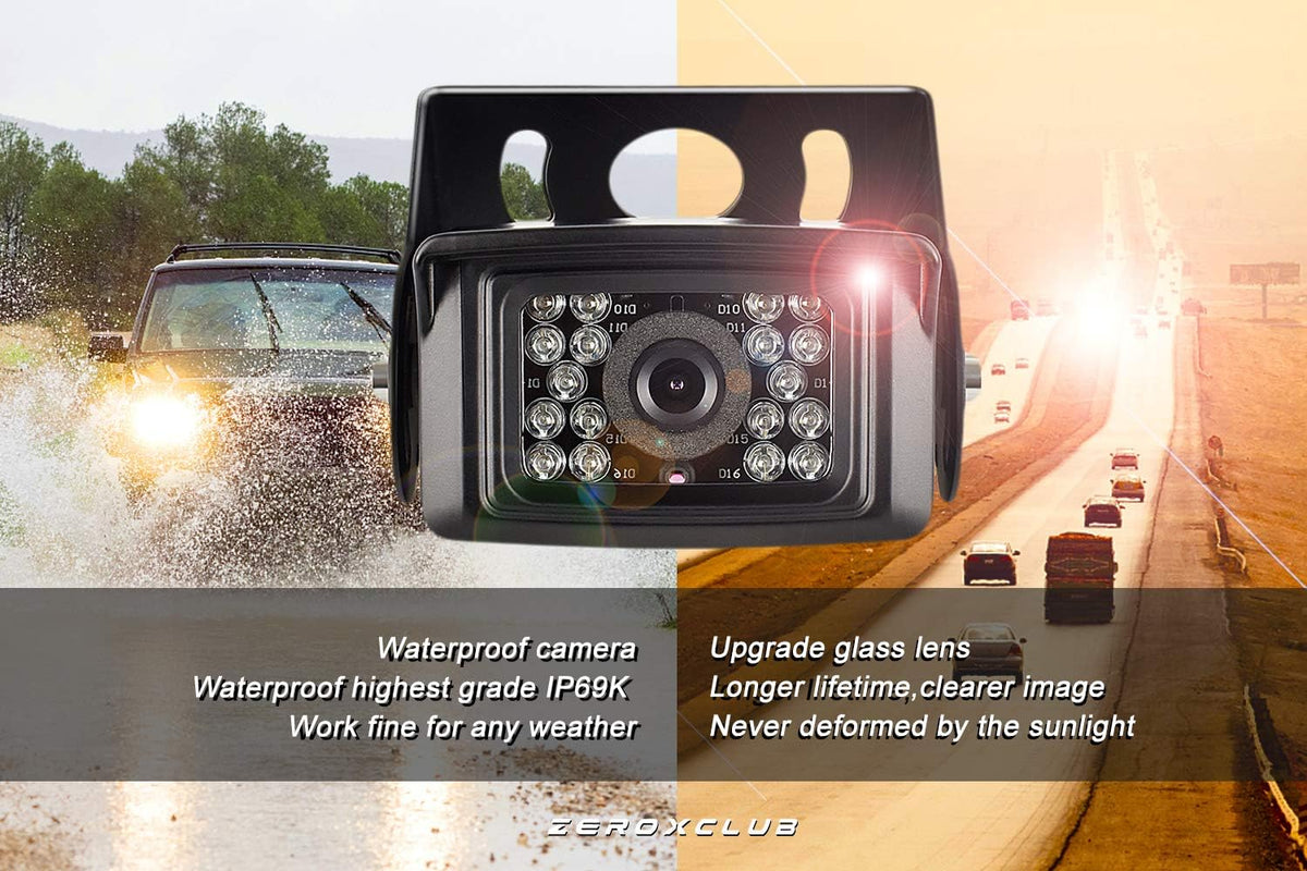 Digital Wireless Backup Camera System Kit IP69 Waterproof 2 Rear View Camera 7'' LCD Dual Split Monitor J5819