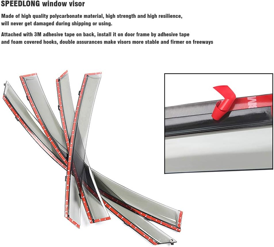 Car Window Visor Vent Shade Deflector Sun/Rain/Fog Guards P21333