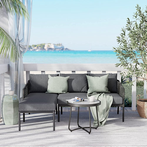 3-Piece All-Weather Wicker Sectional Sofa Set with Cushions O5322