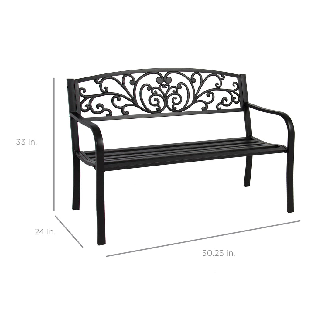 Black Steel Outdoor Bench Z571