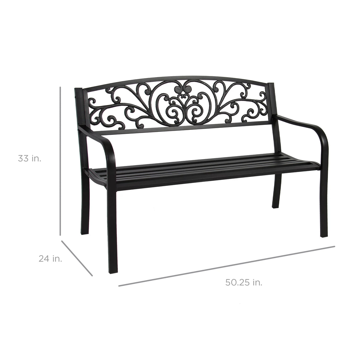 Black Steel Outdoor Bench Z571